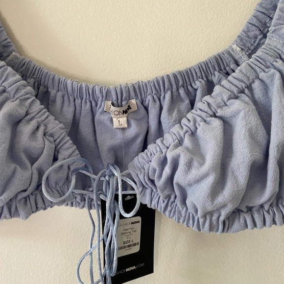 Fashion Nova Puff Sleeve Tie Front Top - Picture 4 of 6